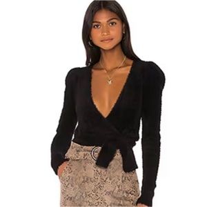 MAJORELLE Coco Wrap Sweater in Black size Medium